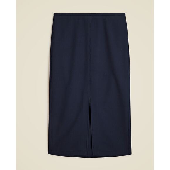 J.Crew Pencil Midi Skirt Four Season Stretch Navy Minimalist Classic US 12 NWT - Picture 2 of 11